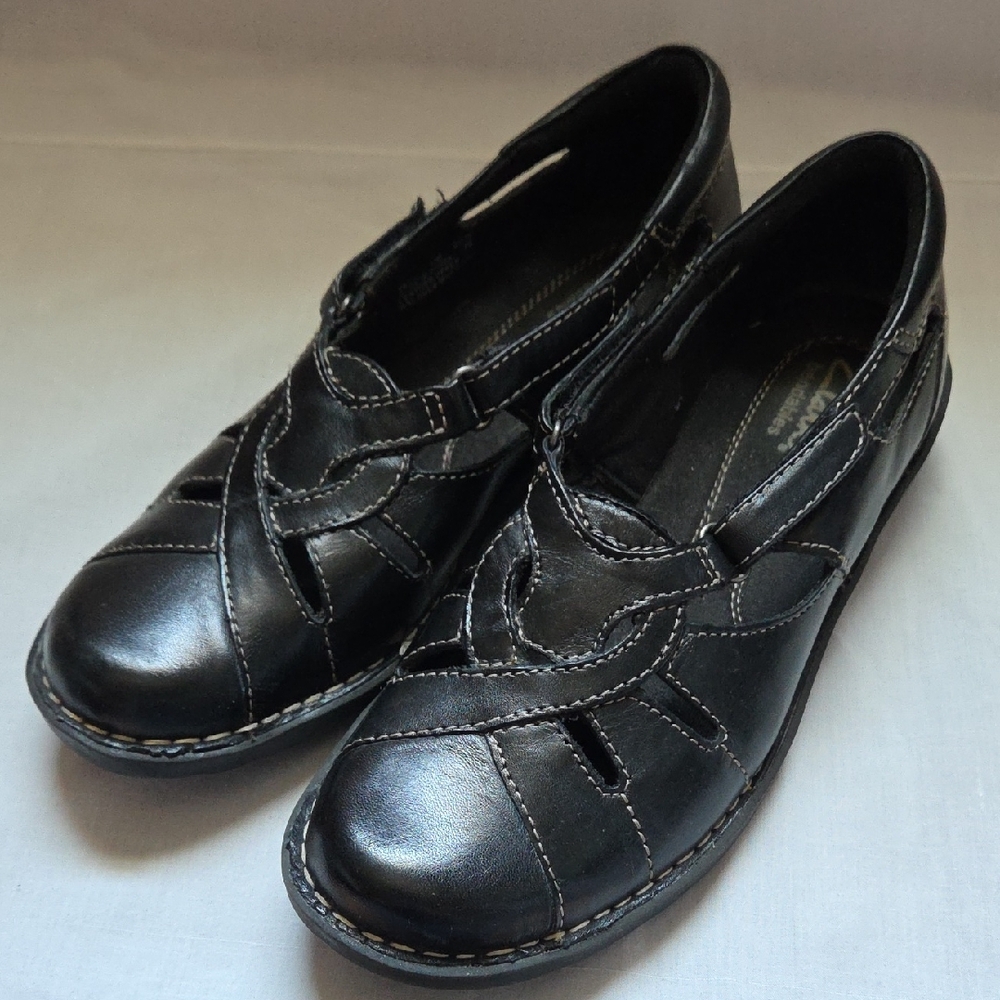 Clarks Bendables Black Leather Shoes Size 7.5